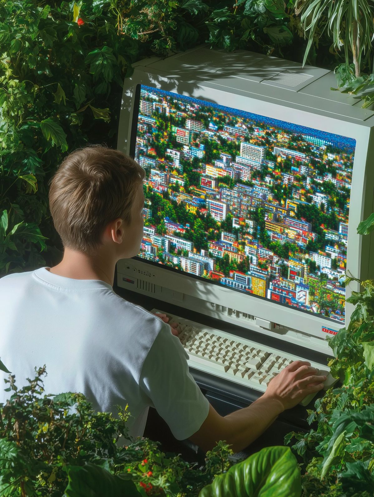 Founder working at a desktop